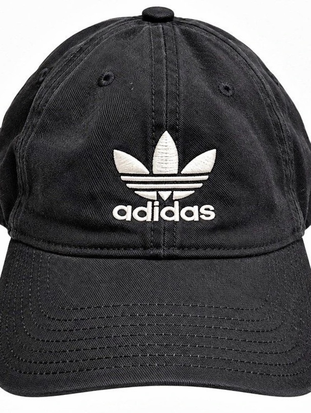 Adidas Originals Black Trefoil Relaxed Strapback Dad Hat OSFM